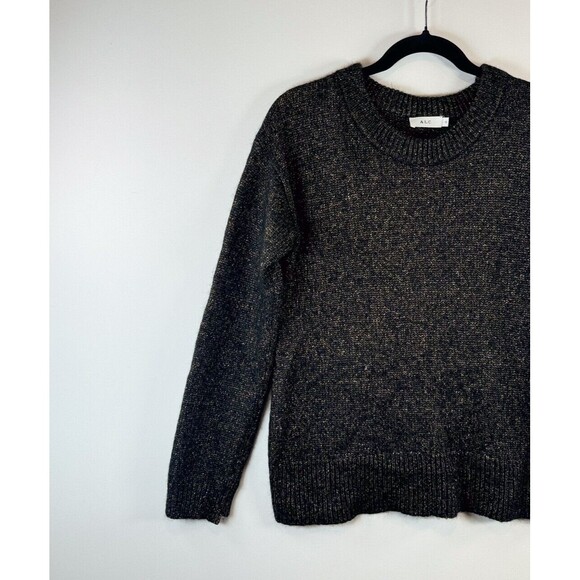A.L.C. Womens Sweater Gray Bowen Merino Wool Alpaca Knit Metallic Pullover Small - Picture 5 of 11